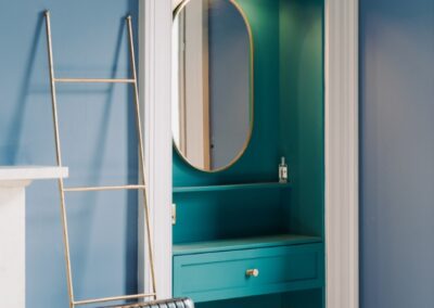 Stylish nook with mirror and chair