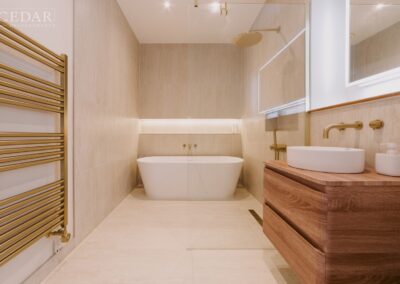 Modern bathroom with elegant fixtures.